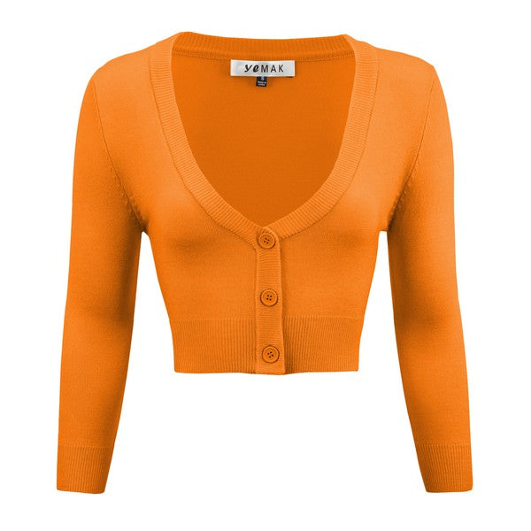 Cropped Plus Size Button Cardigan Sweater