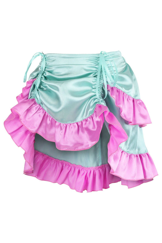 Mint/Pink Satin Ruched Bustle Skirt