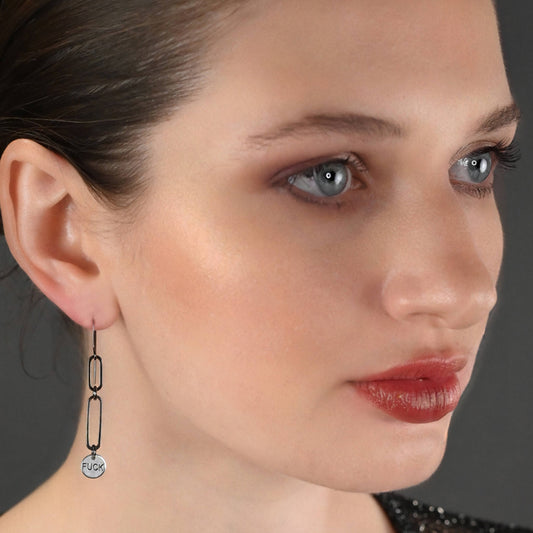 Double Oval Fuck Earrings (Gunmetal)