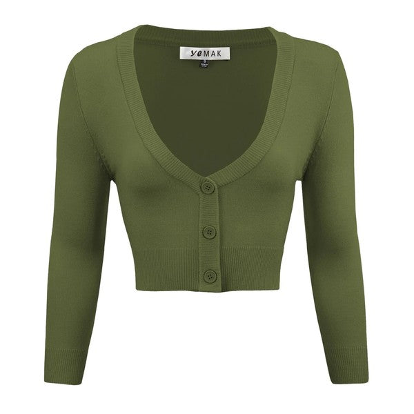 Cropped Plus Size Button Cardigan Sweater