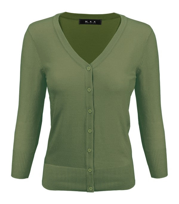 Crewneck Button Down Knit Plus Size Cardigans