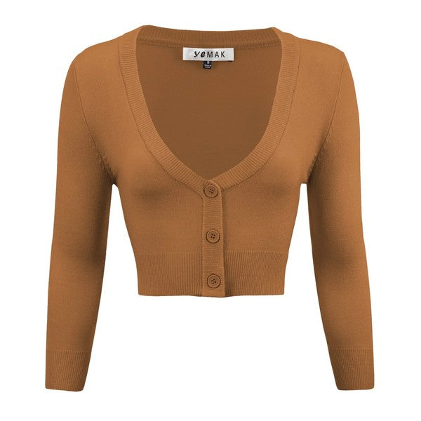 Cropped Plus Size Button Cardigan Sweater