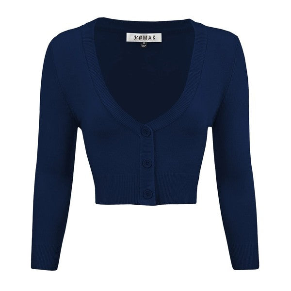 Cropped Plus Size Button Cardigan Sweater