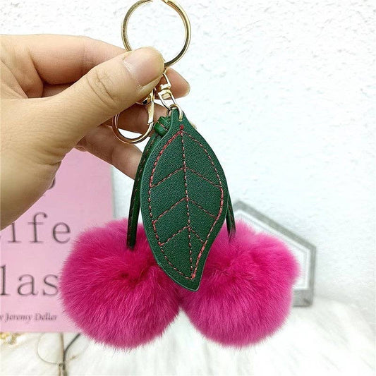 Fluffy Cherry Keychain