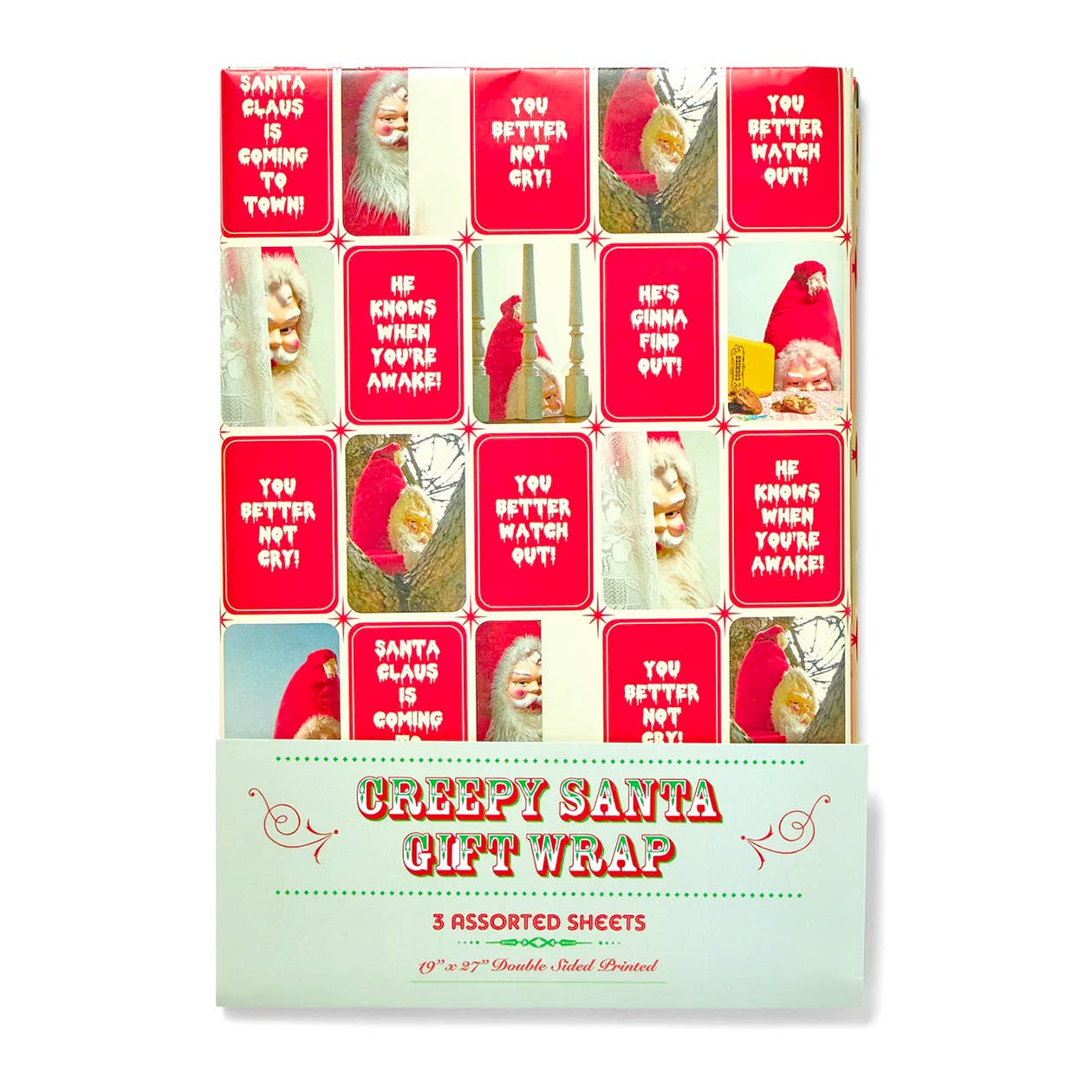 Creepy Santa Gift Wrapping Paper Set