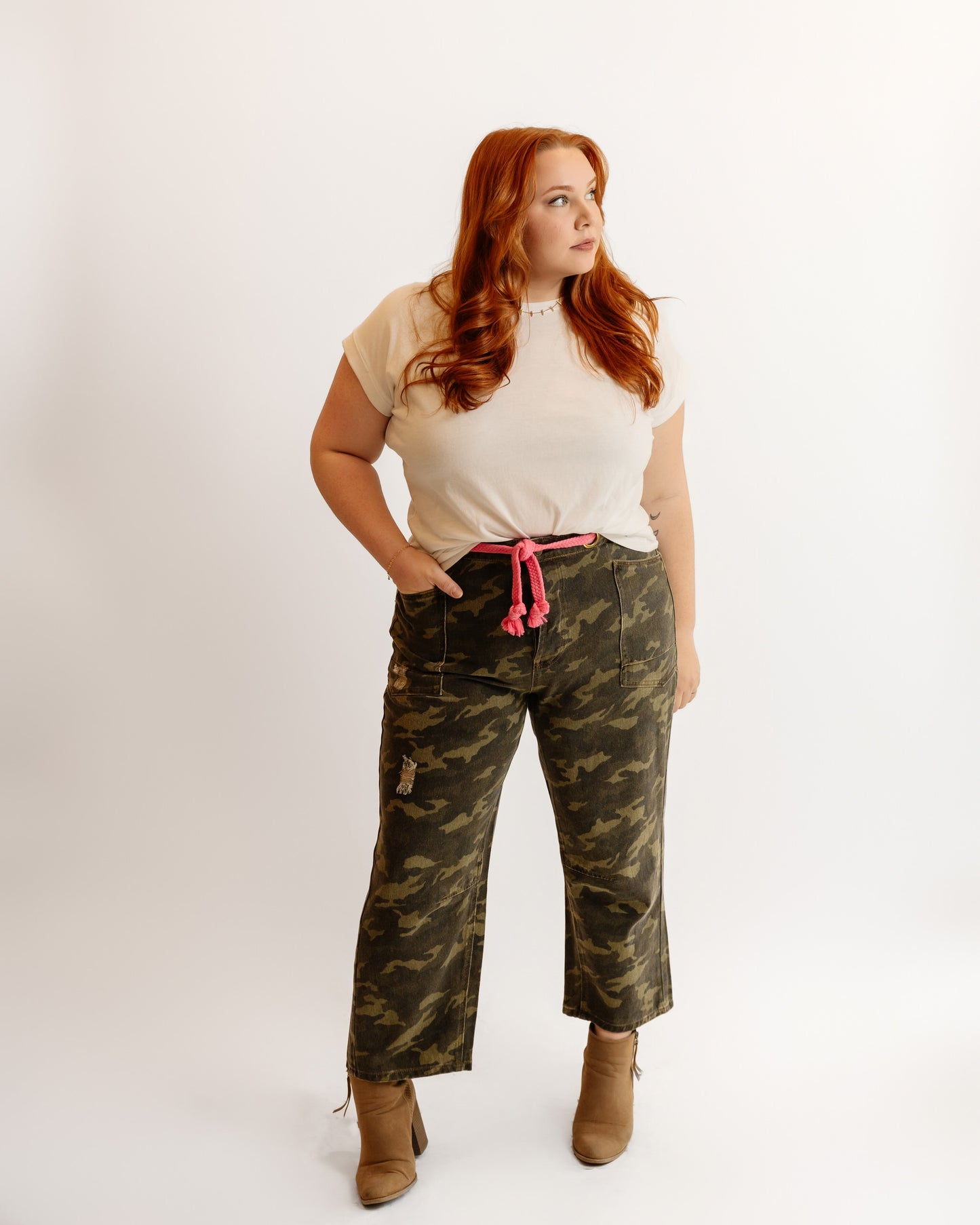 Camo Pants with Braided Belt