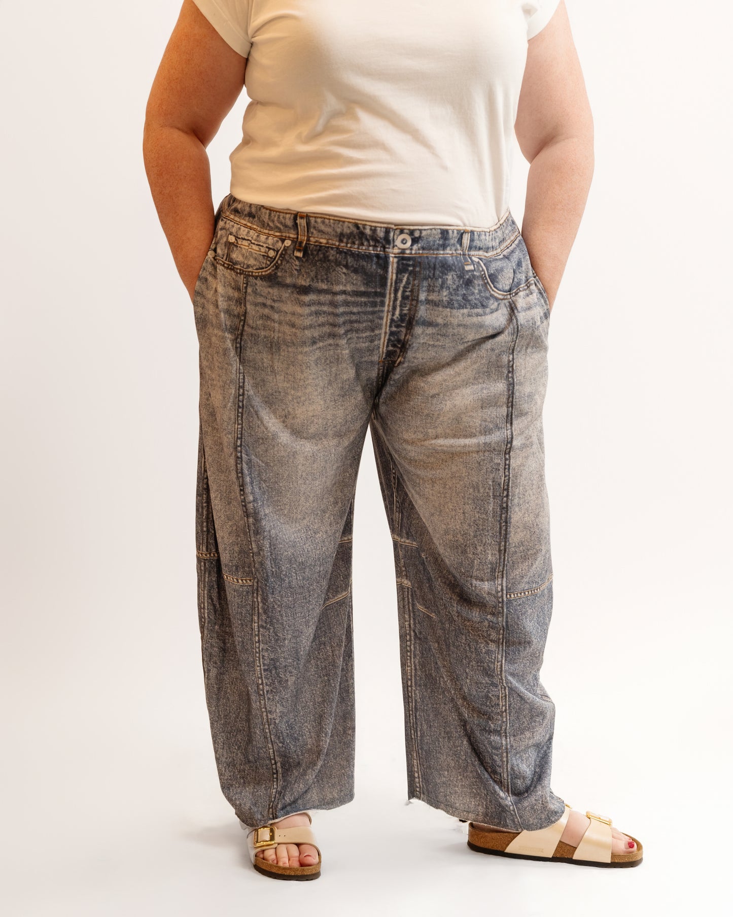 Illusion Denim Barrel Pants
