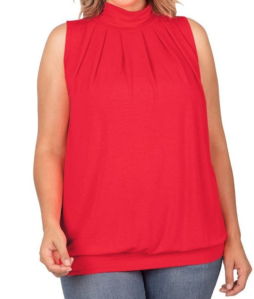 High Neck Pleated Top