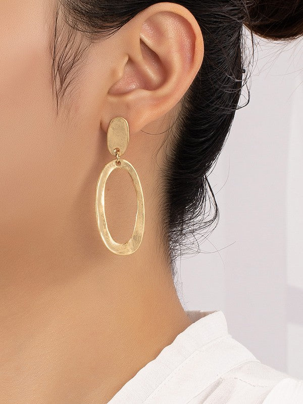 Hammered Gold Drop Earring