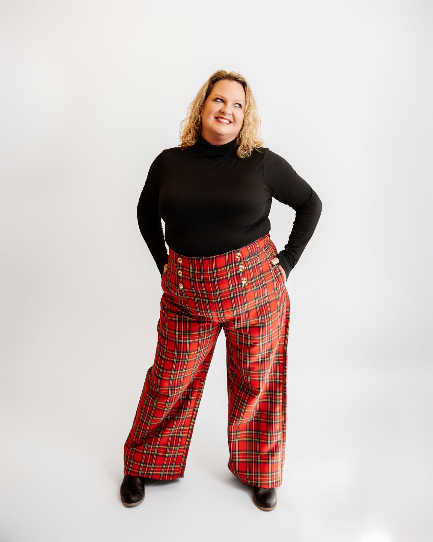 Plaid Wide Leg Sailor Pants