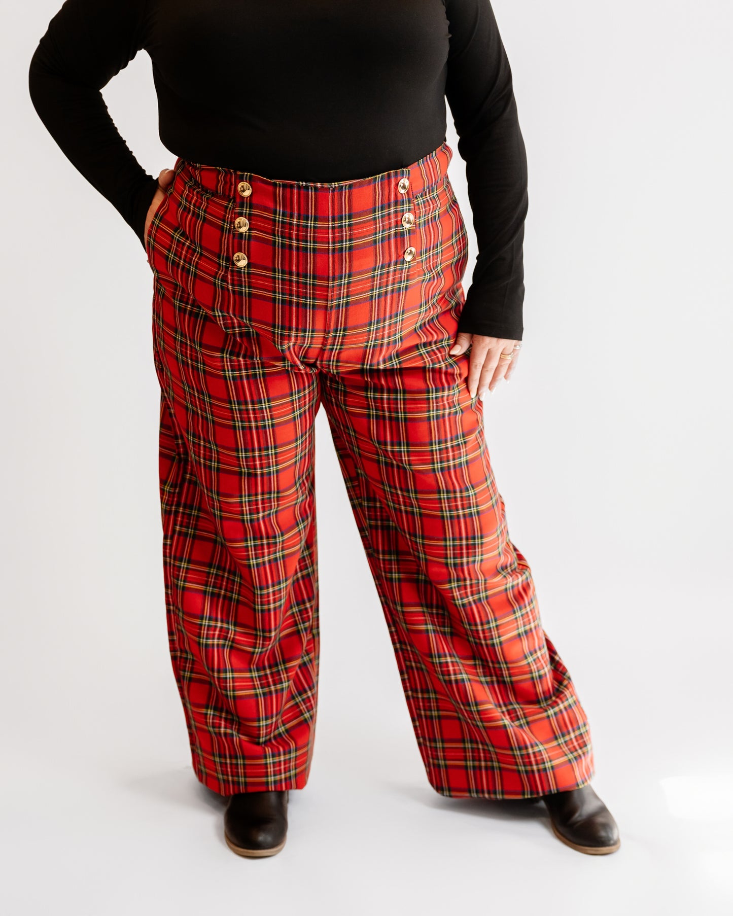 Plaid Wide Leg Sailor Pants