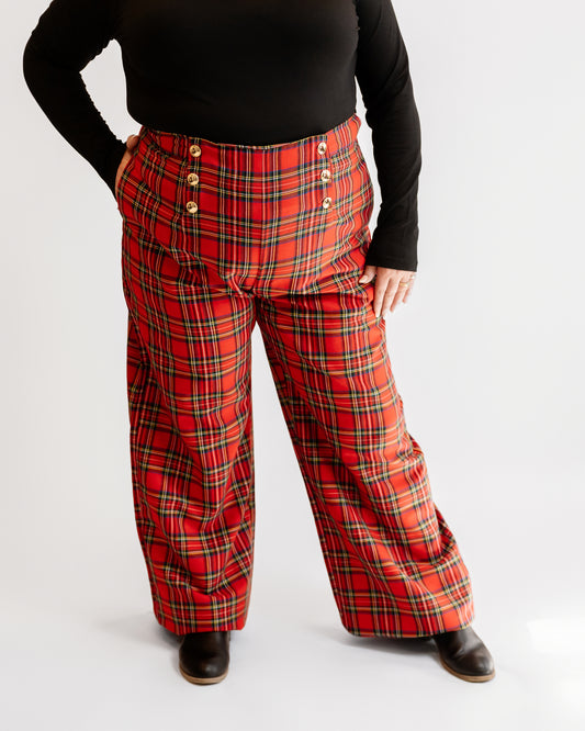 Plaid Wide Leg Sailor Pants