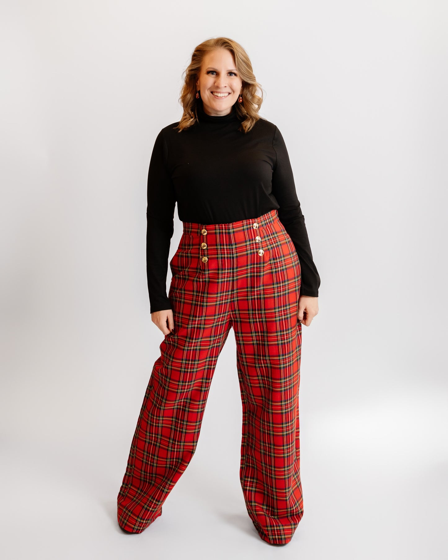 Plaid Wide Leg Sailor Pants