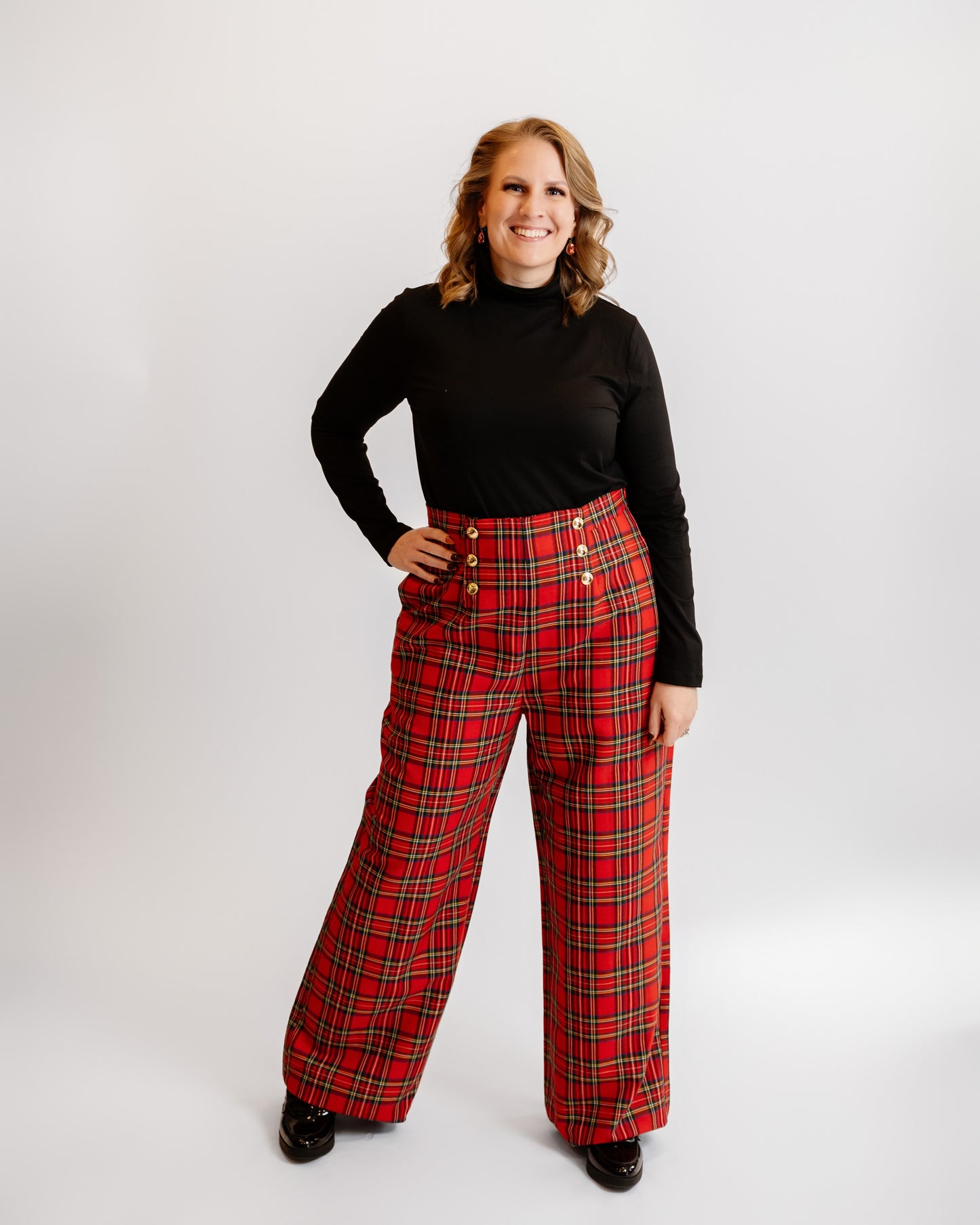 Plaid Wide Leg Sailor Pants