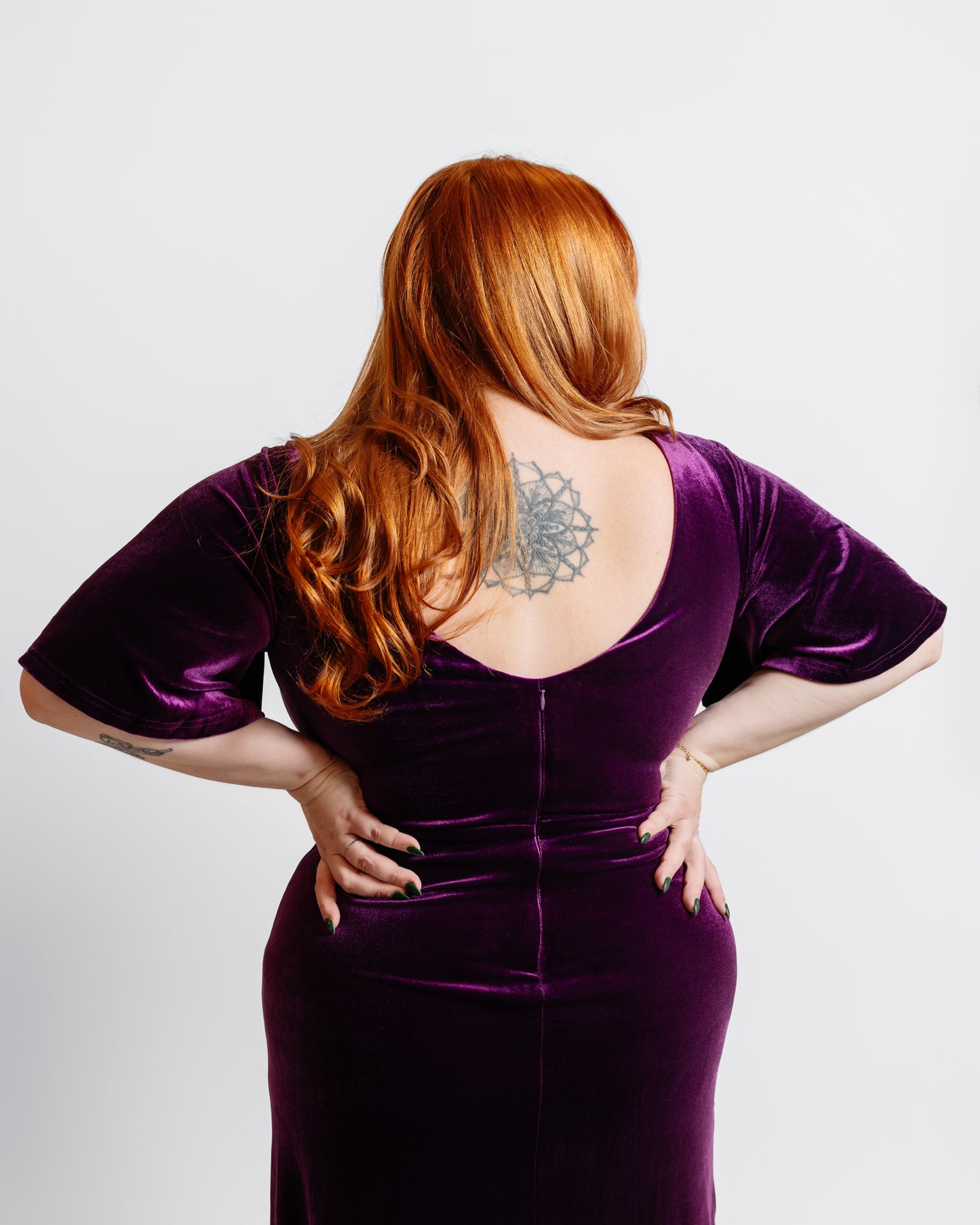 Velvet Flutter Sleeve Evening Gown