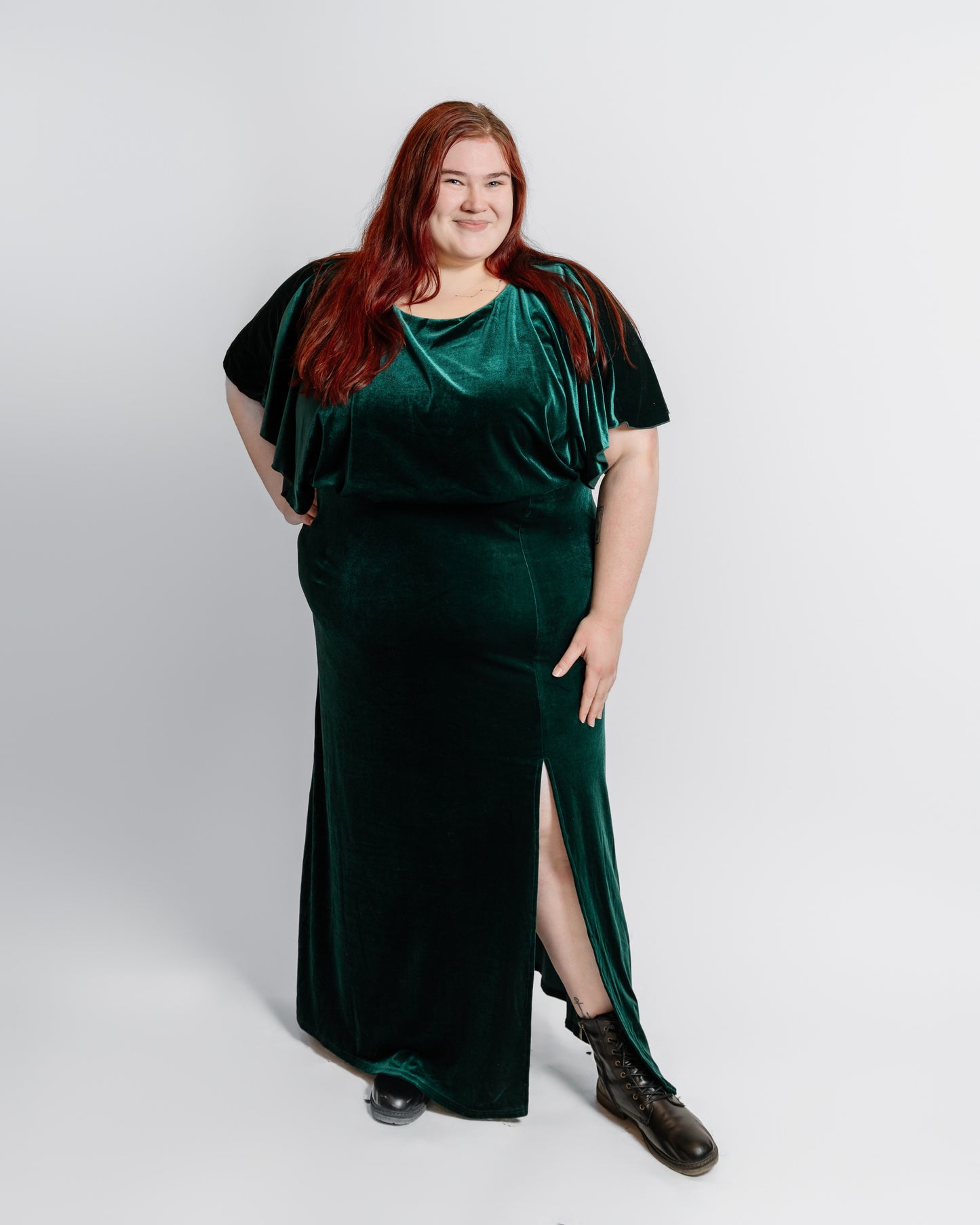 Velvet Dolman Sleeve Gown