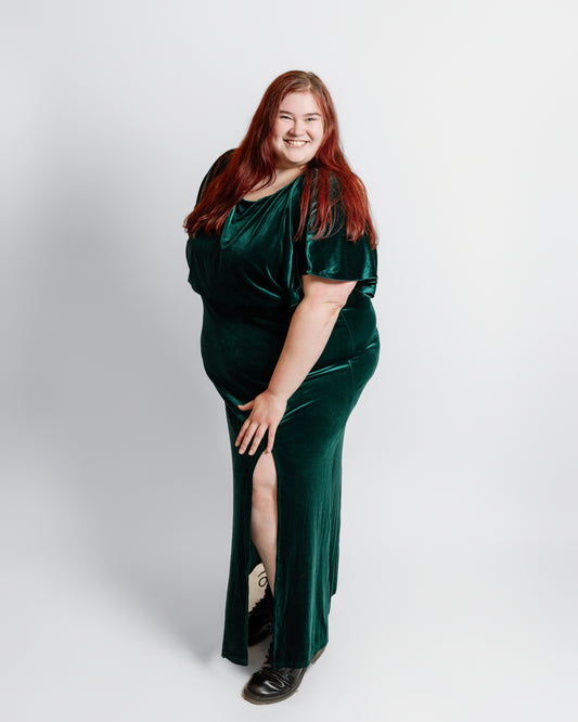 Velvet Dolman Sleeve Gown