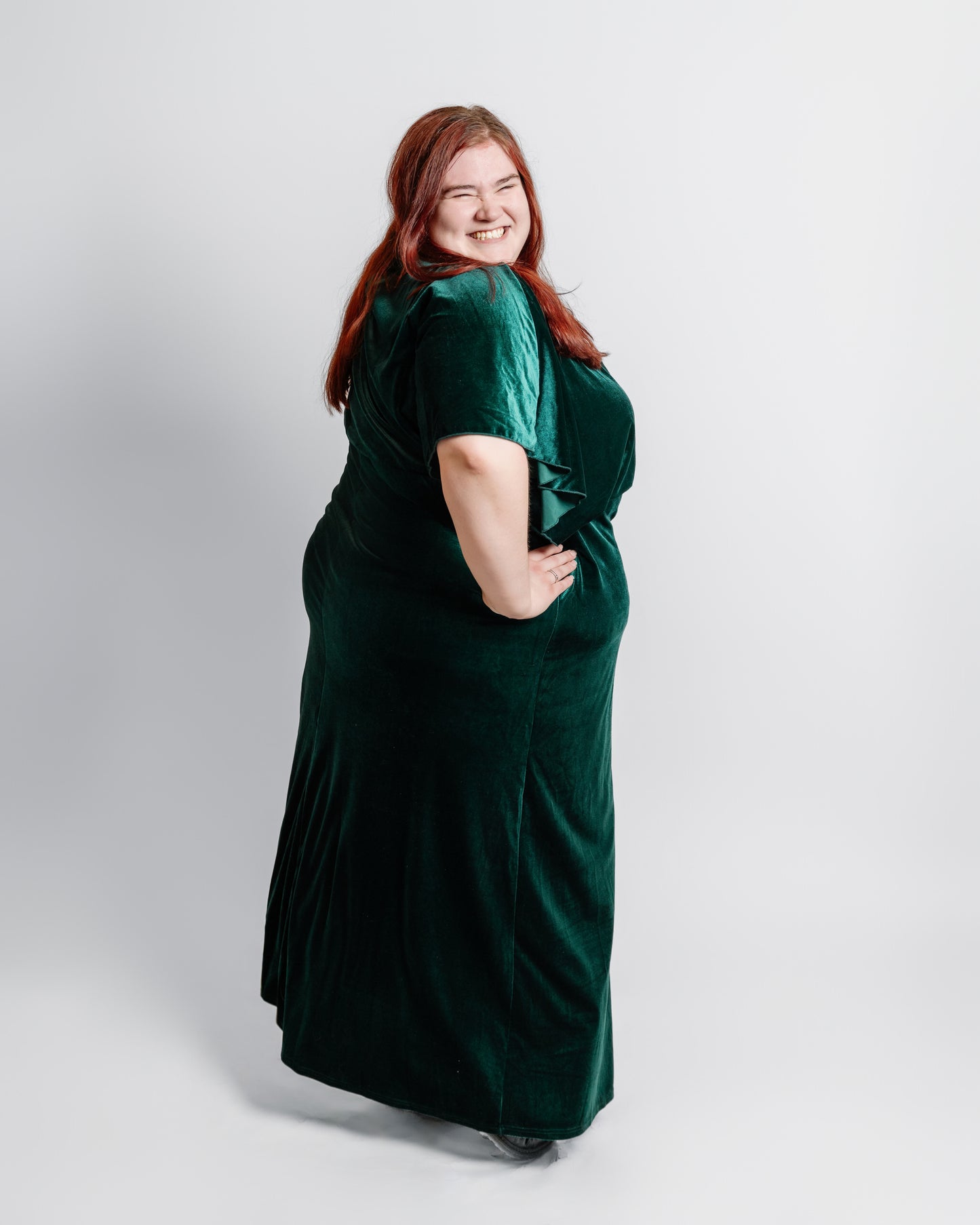 Velvet Dolman Sleeve Gown