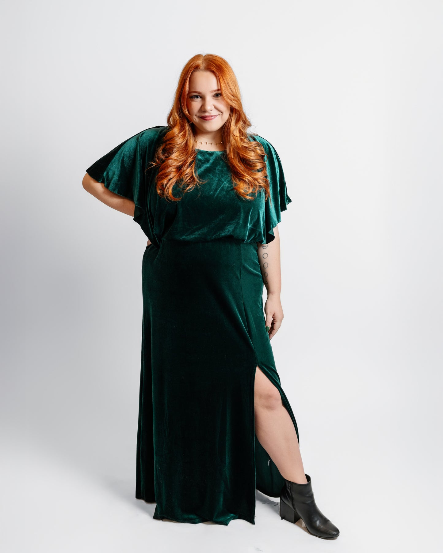 Velvet Dolman Sleeve Gown