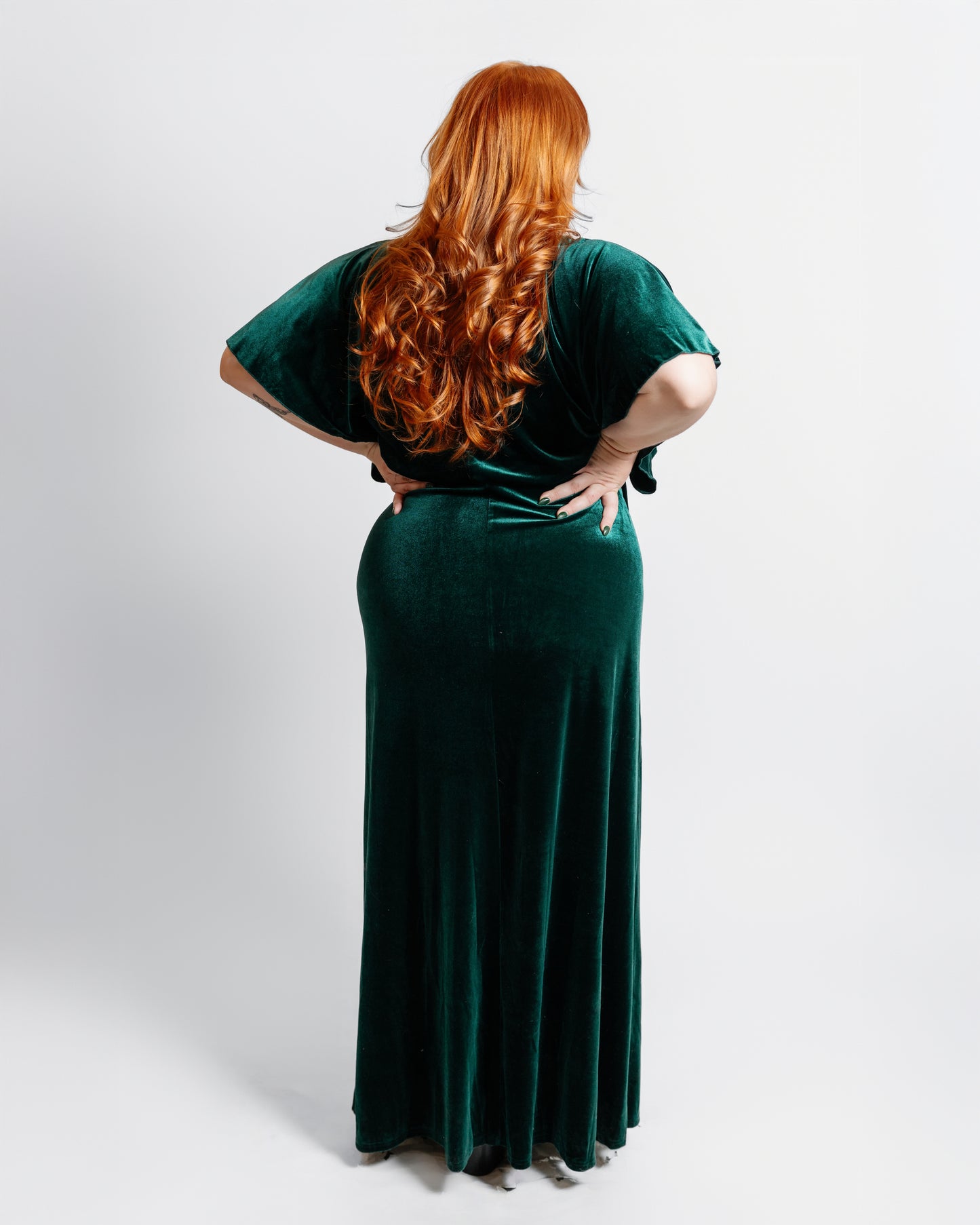 Velvet Dolman Sleeve Gown