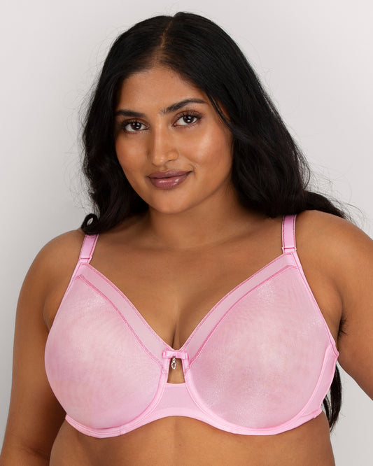 Liza Shimmer Unlined Mesh Full Coverage Underwire Bra