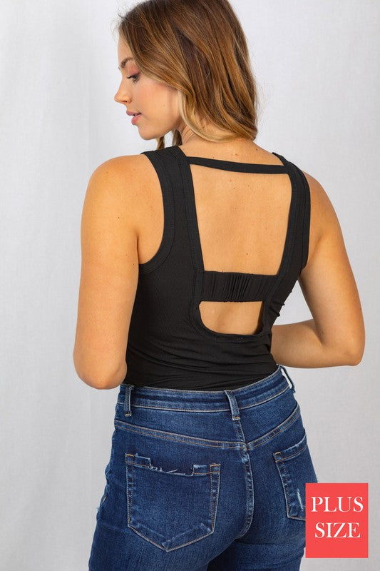 Strappy Ribbed Knit Bodysuit