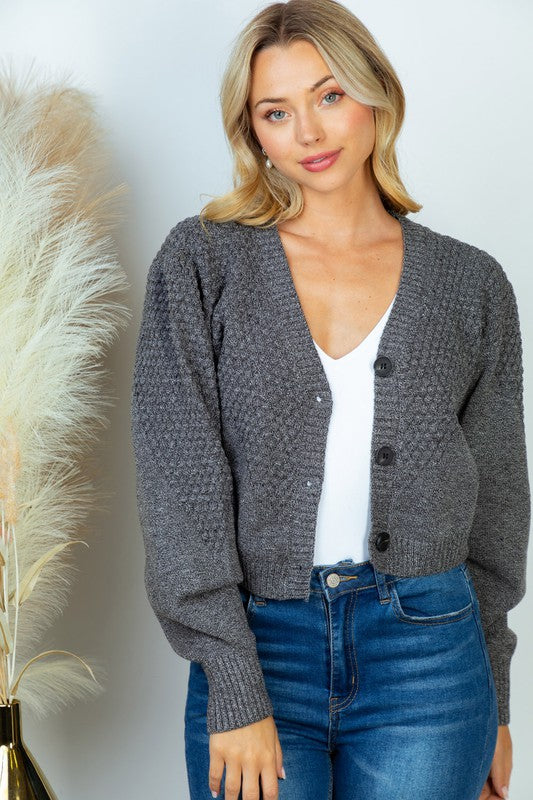 Mixed Knit Cropped Cardi