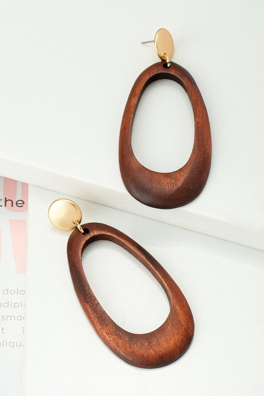 Cut Out Wood Hoop Earrings