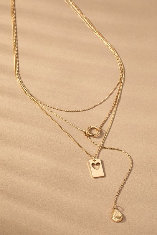 Hollow Heart Layered Necklace