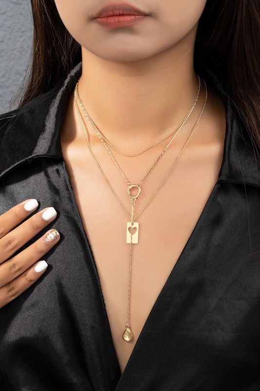 Hollow Heart Layered Necklace