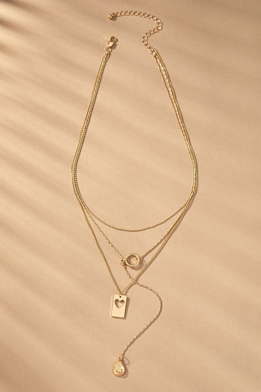 Hollow Heart Layered Necklace