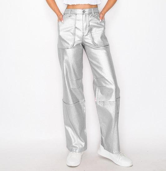 Metallic Cargo Pants