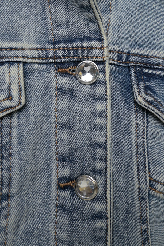 Denim Jacket with Bling Buttons