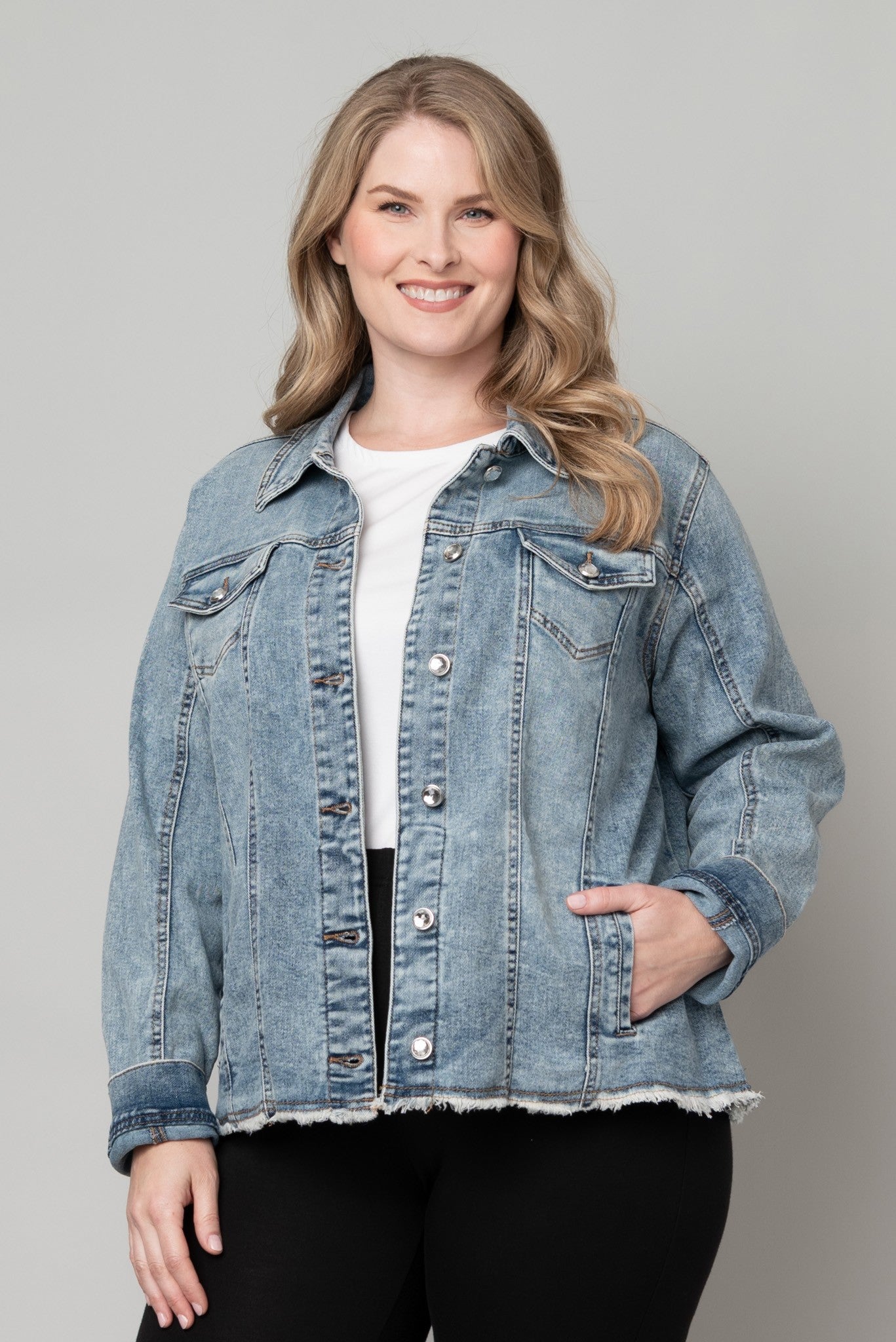 Denim Jacket with Bling Buttons