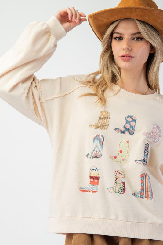 Western Boots Pullover