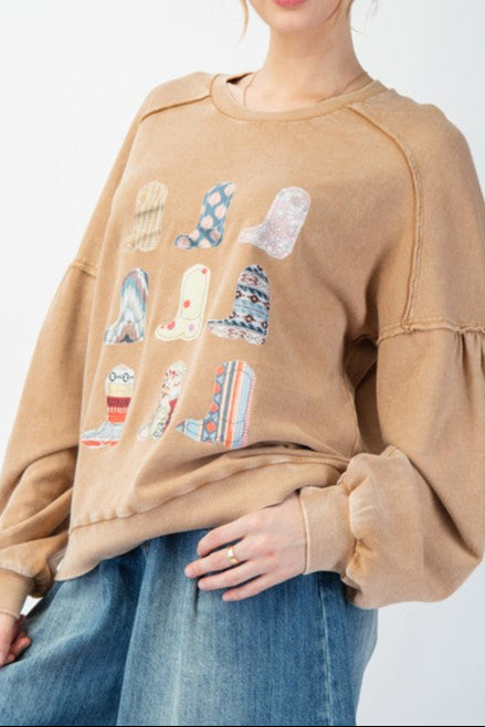 Western Boots Pullover