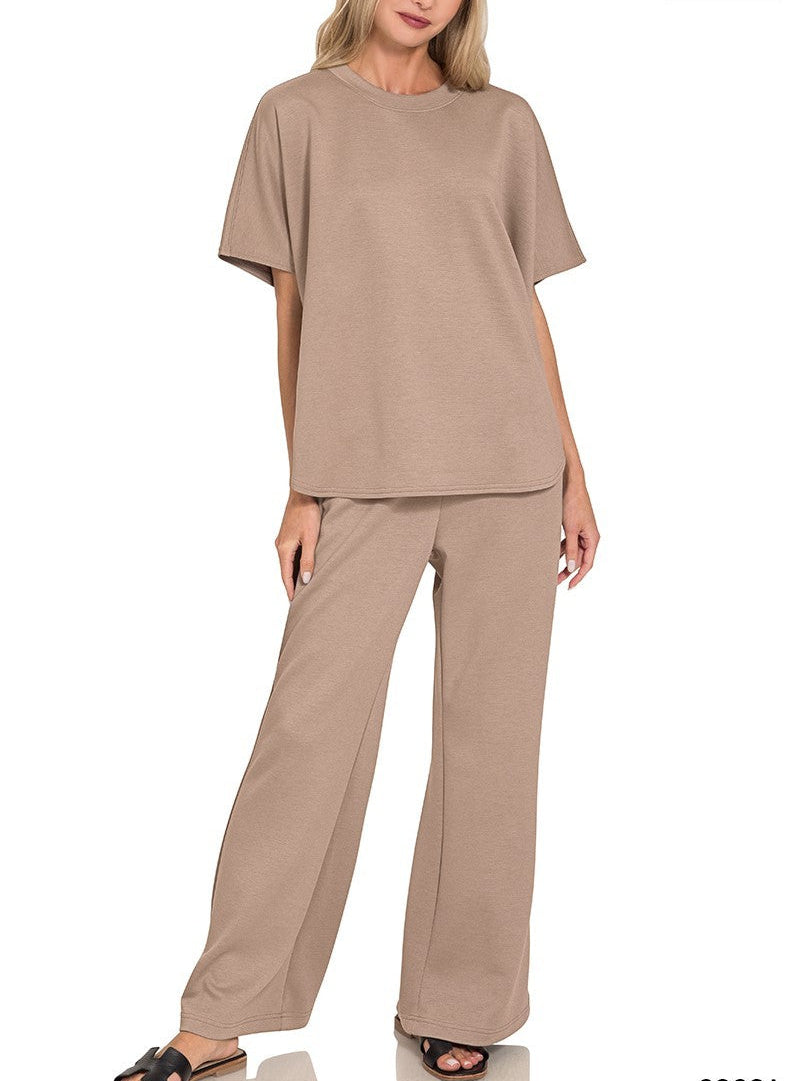 Curved Hem Scuba Pant Set