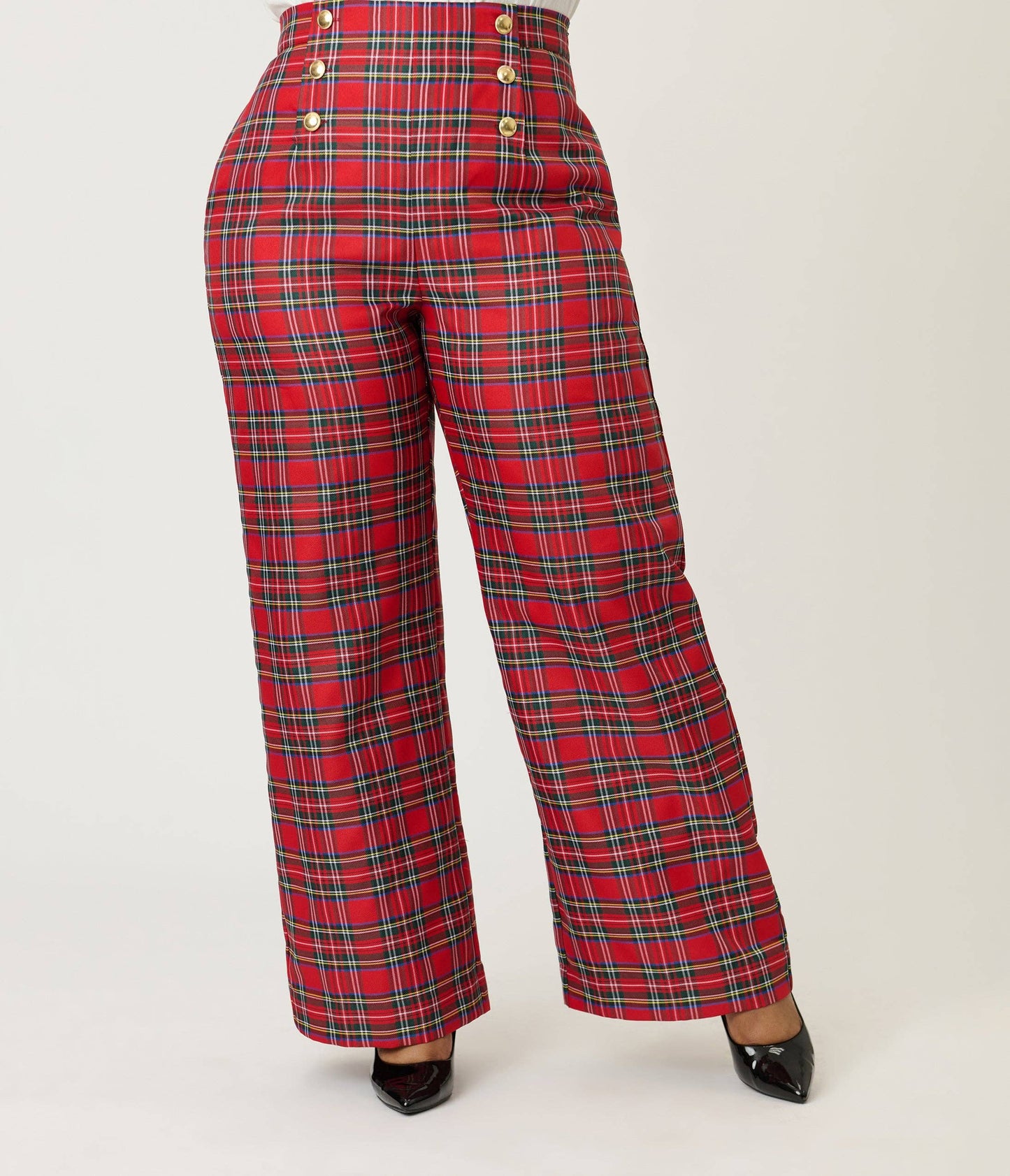 Plaid Wide Leg Sailor Pants