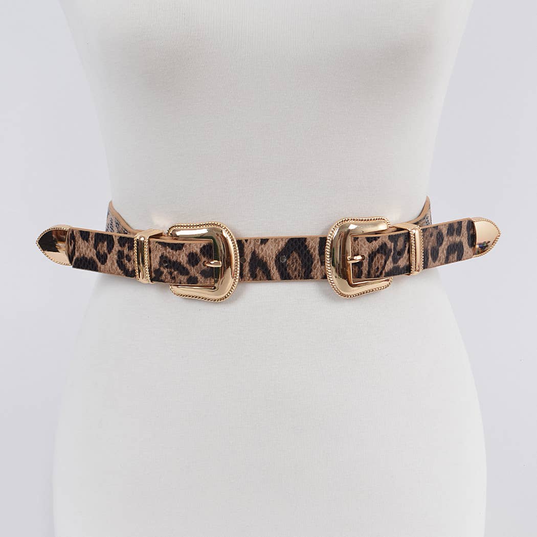Leopard Two Buckle Belt