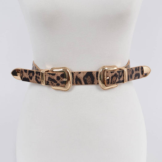 Leopard Two Buckle Belt