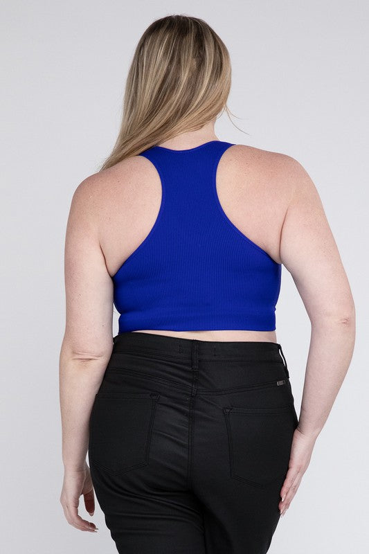 V Neck Cropped Racerback Tank Top