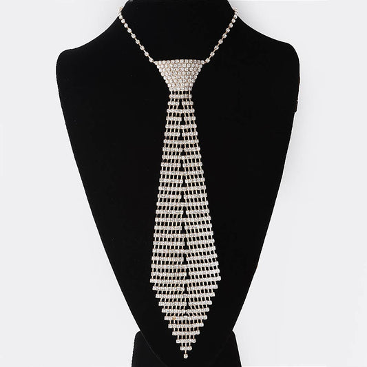 Rhinestone Necktie Necklace