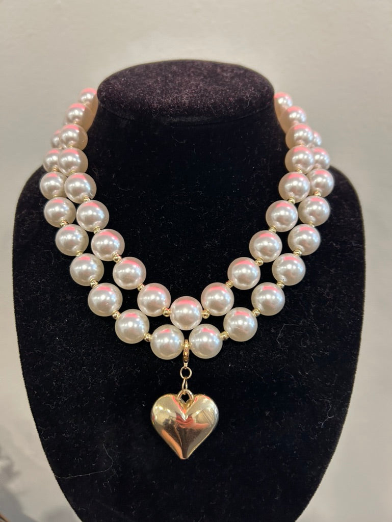 Pearl Heart Choker Set