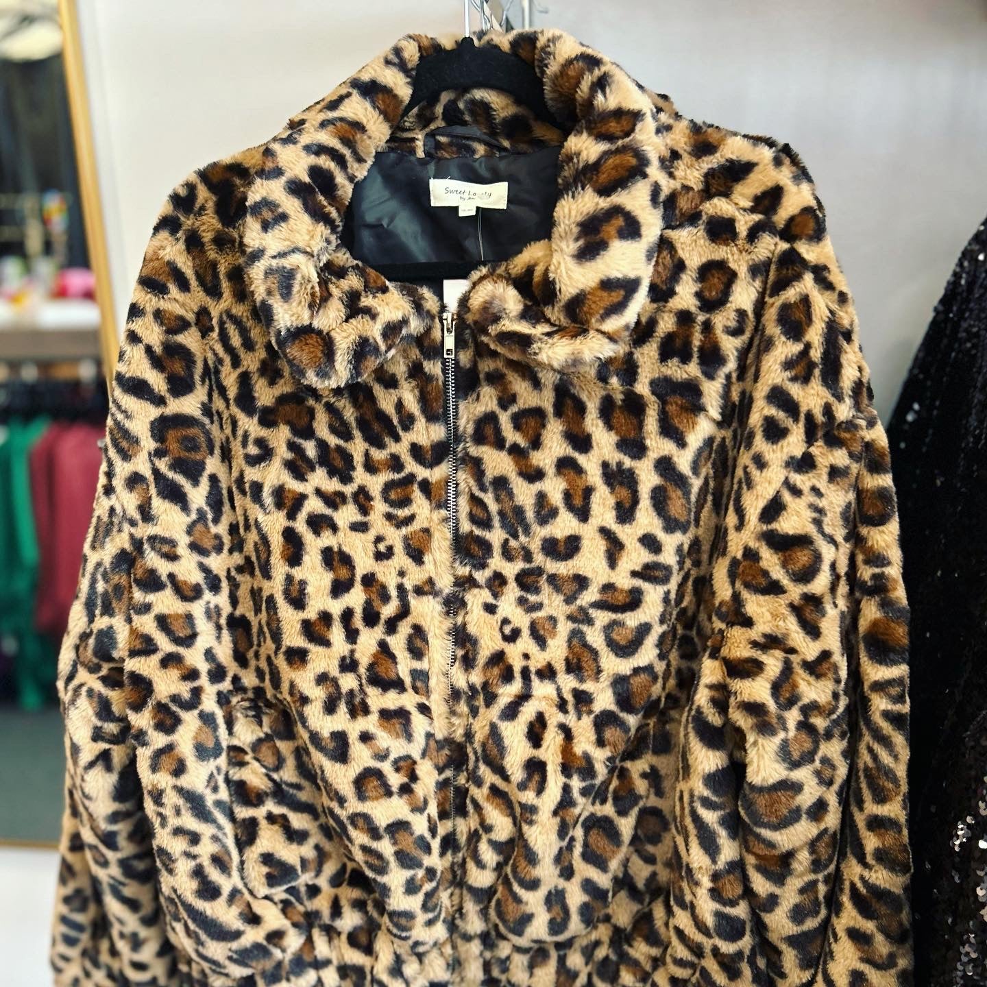 Leopard Print Faux Fur Jacket