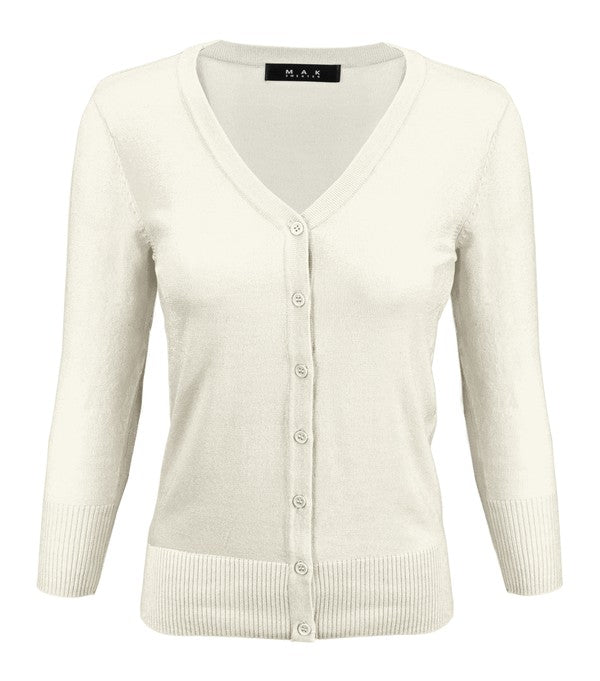 V-Neck Button Down Knit Plus Size Cardigan Sweater