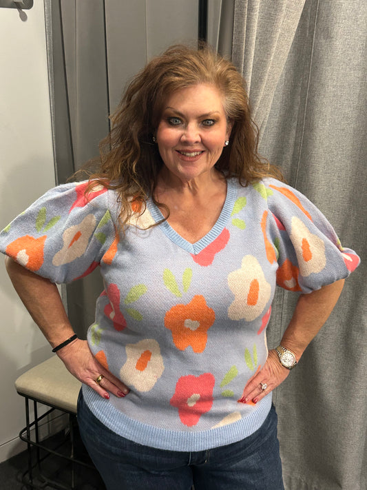 Puff Floral Sweater