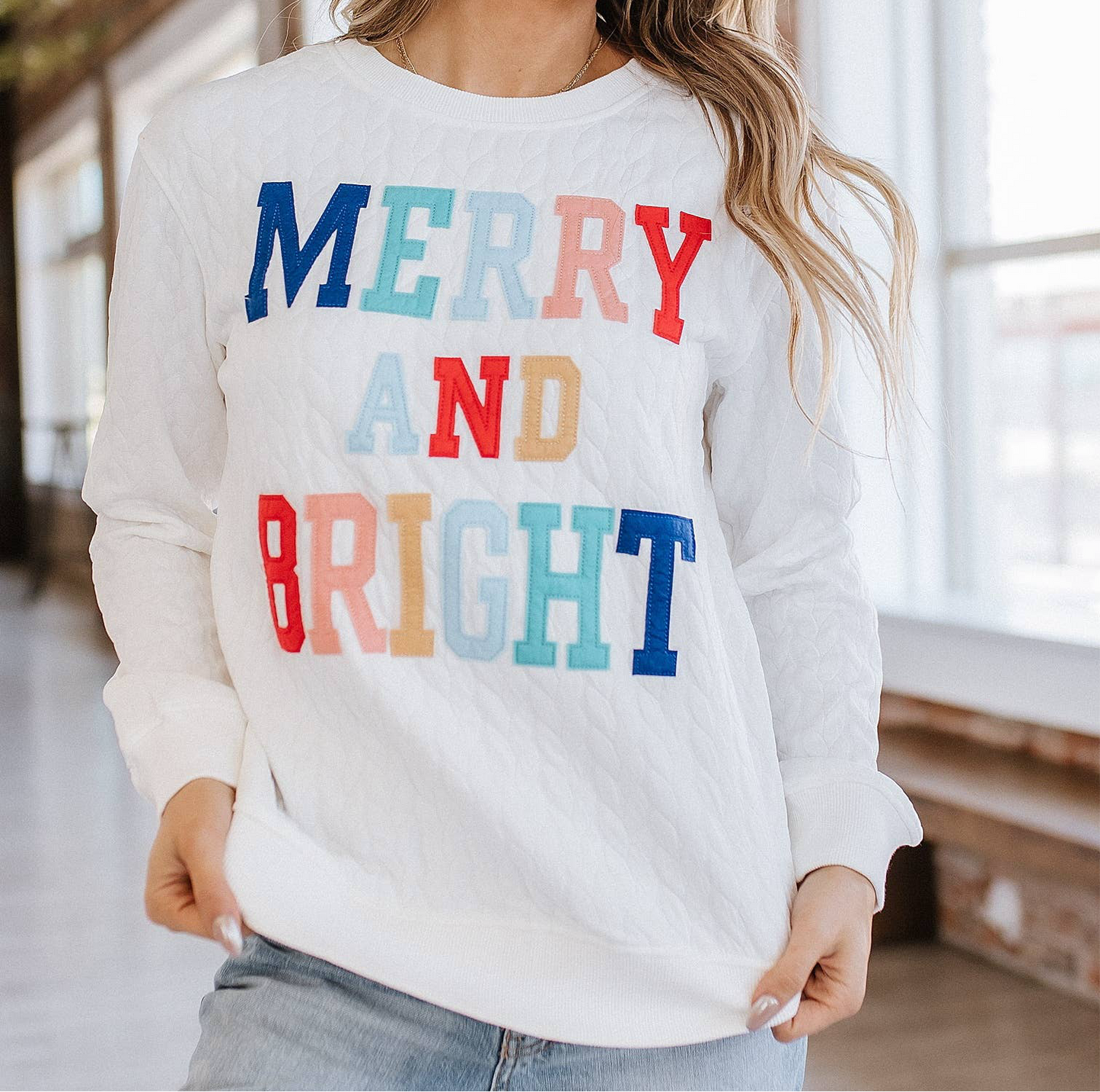 Merry & Bright Quilted Sweatshirt