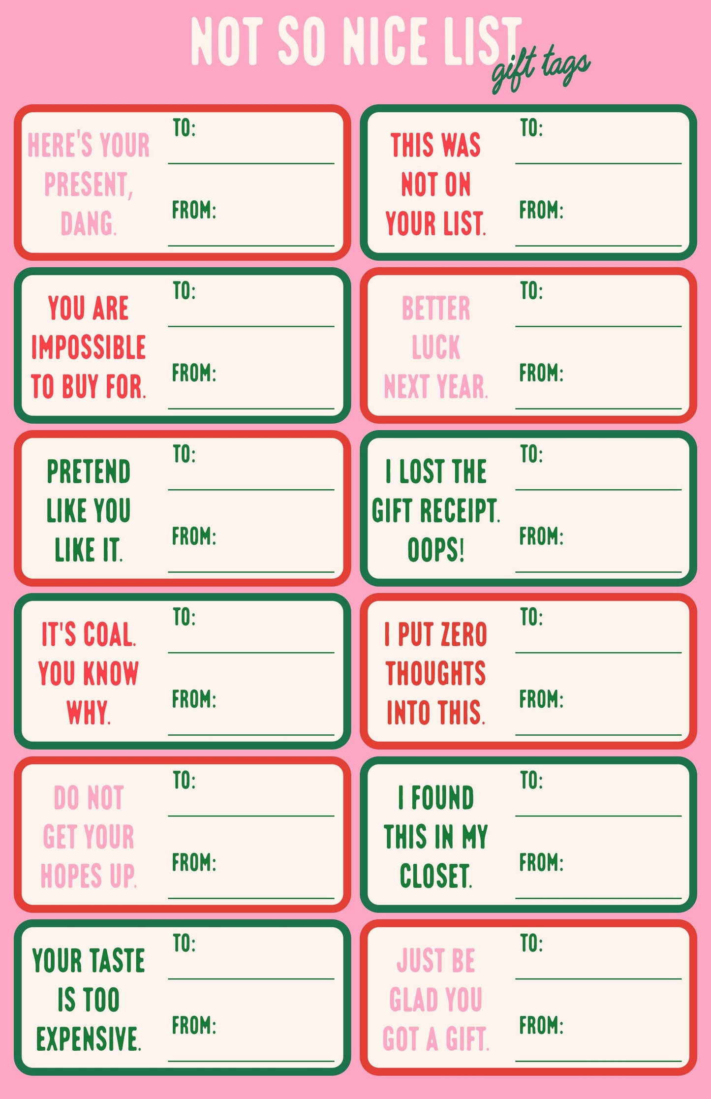 Snarky Christmas Gift Tags