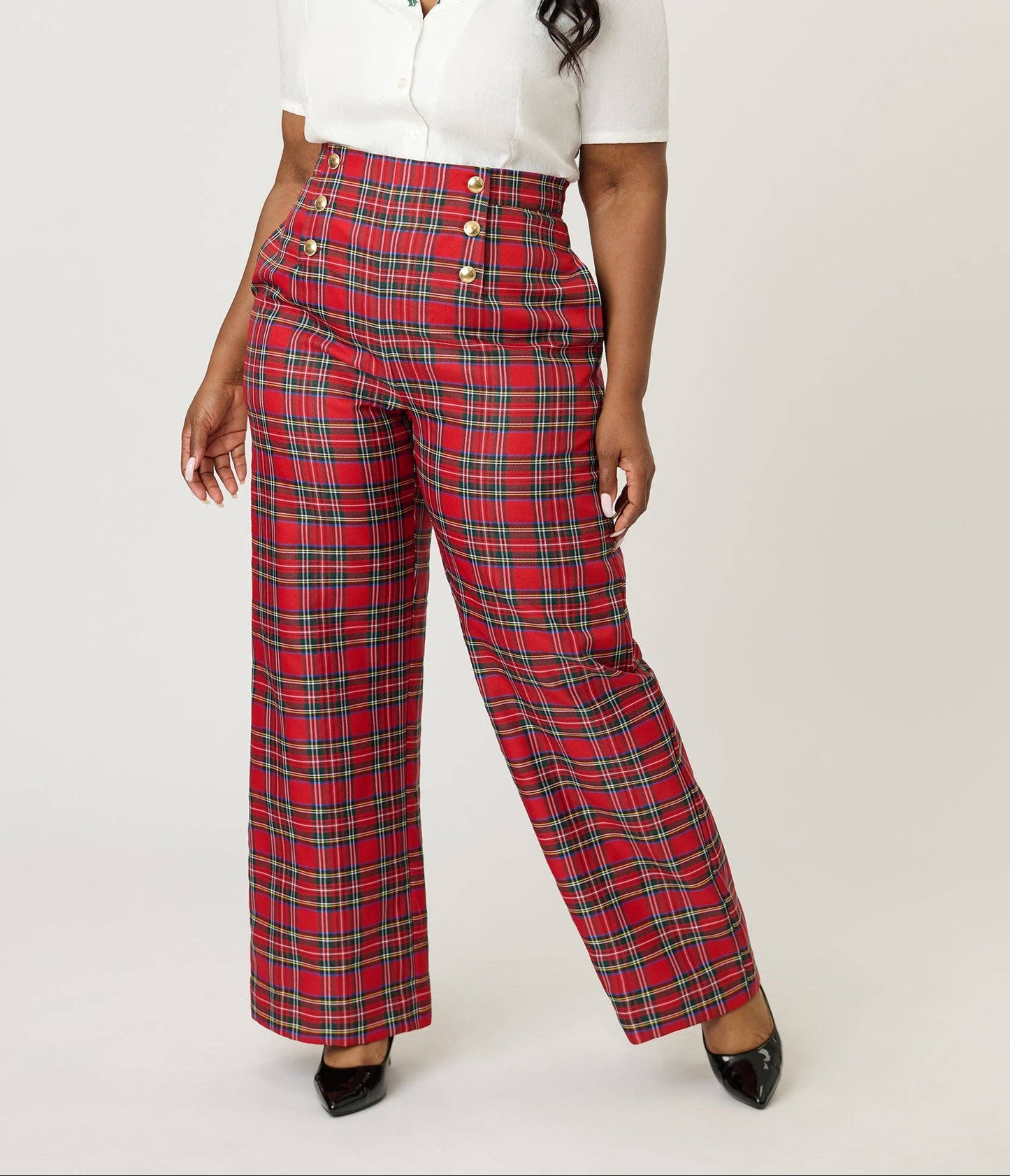 Plaid Wide Leg Sailor Pants