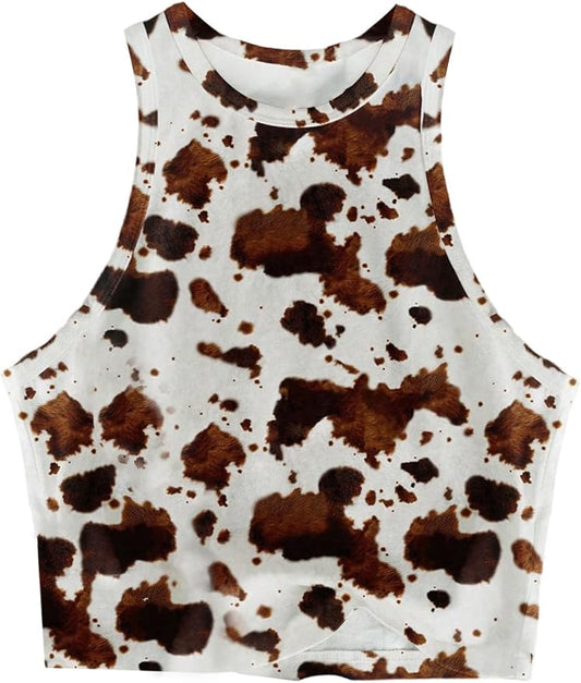 Cow Print Crop Tank